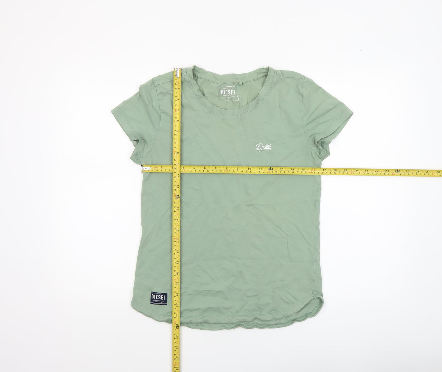 Diesel Womens Green Basic Crew Neck Cotton T-Shirt Size M