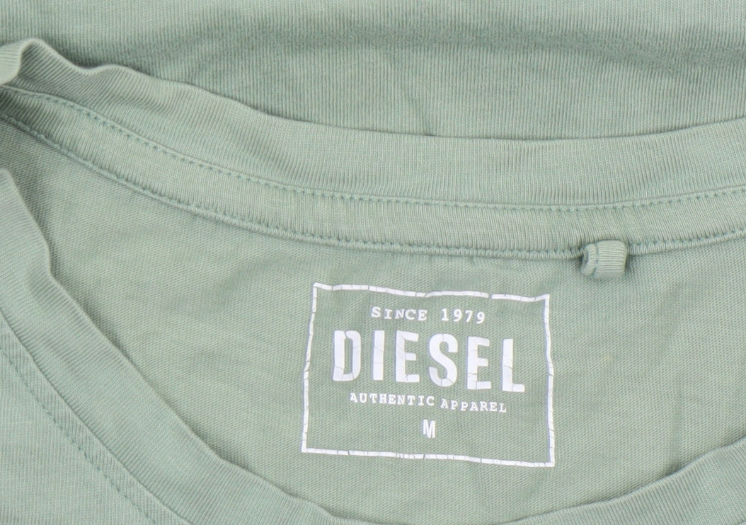 Diesel Womens Green Basic Crew Neck Cotton T-Shirt Size M