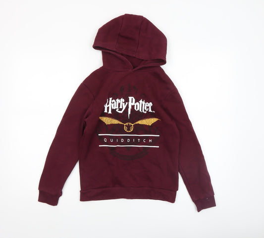 Harry Potter Boys Burgundy Pullover Hoodie 9-10 Years Quidditch Graphic Sweatshirt