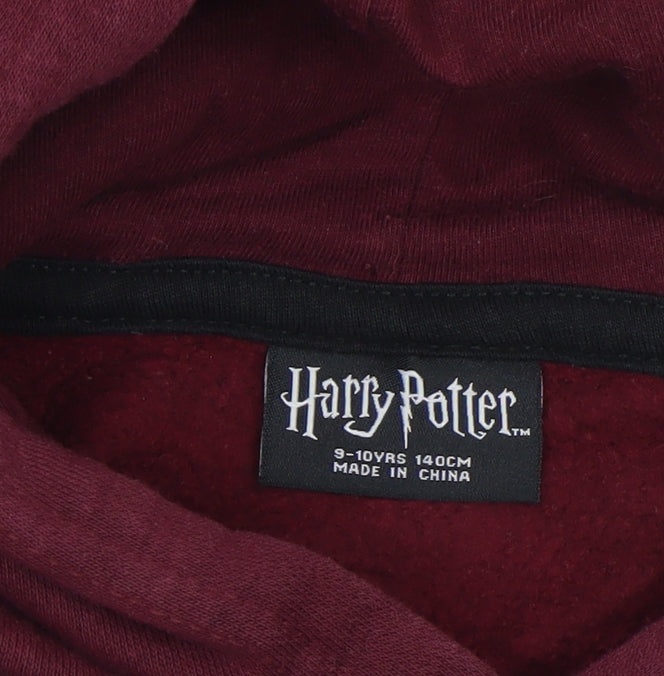 Harry Potter Boys Burgundy Pullover Hoodie 9-10 Years Quidditch Graphic Sweatshirt