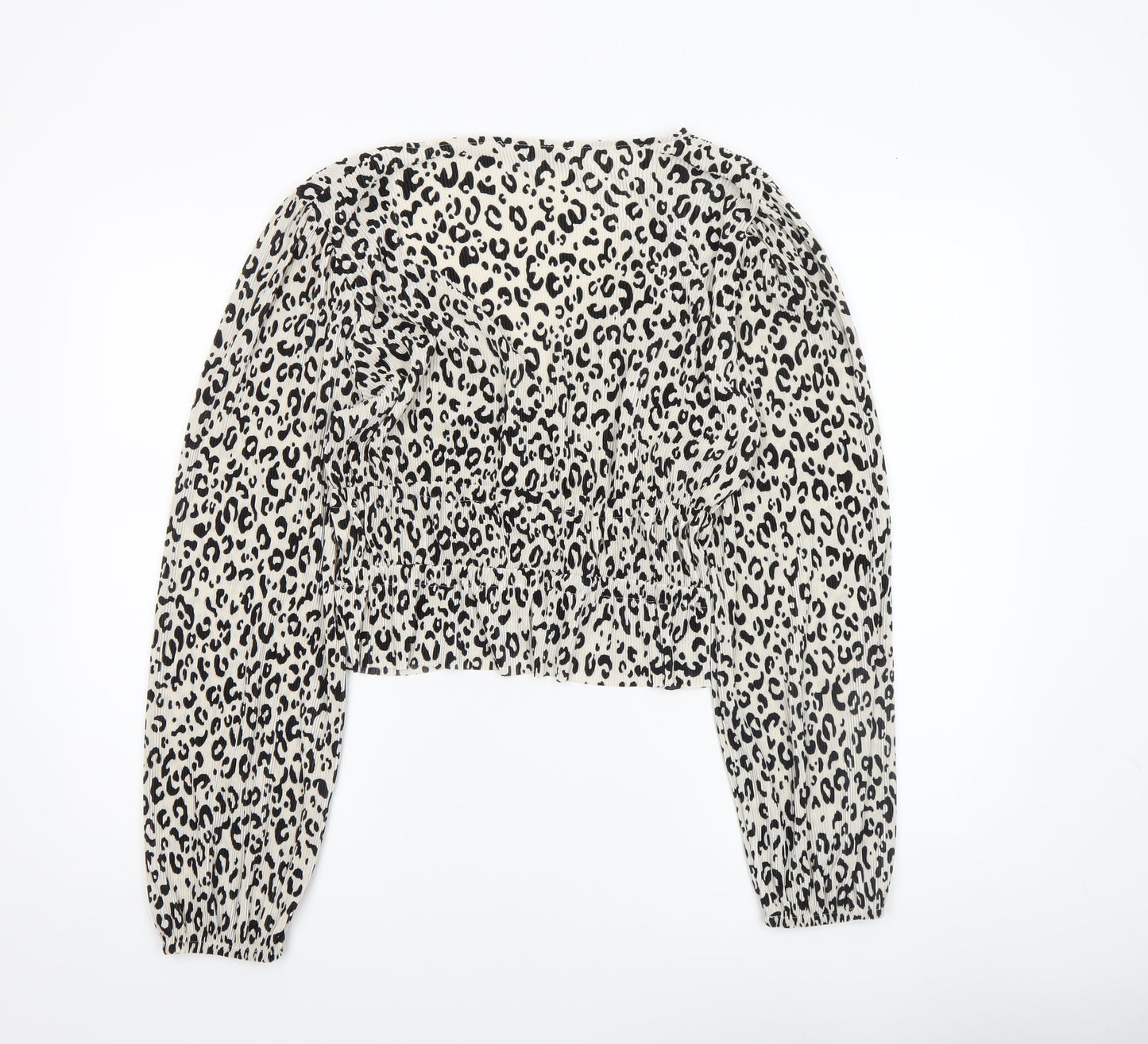 ZARA Women’s Leopard Print Long Sleeve Cropped Blouse L