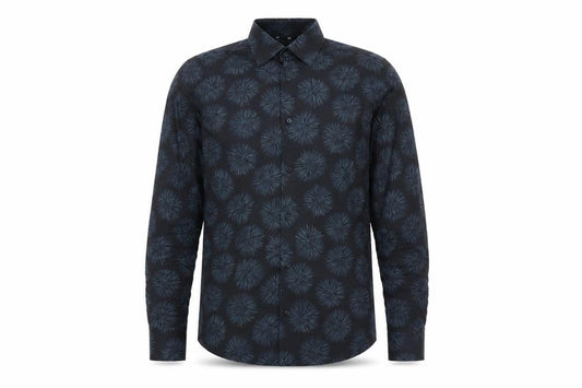 BOSS Men's Blue Slim Fit 15in 38in Long Sleeve Button-Up Shirt