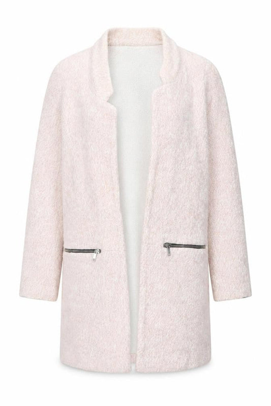 Stradivarius Women’s Pink Mid-Length Cotton Blend Zip Pocket Coat Size 12