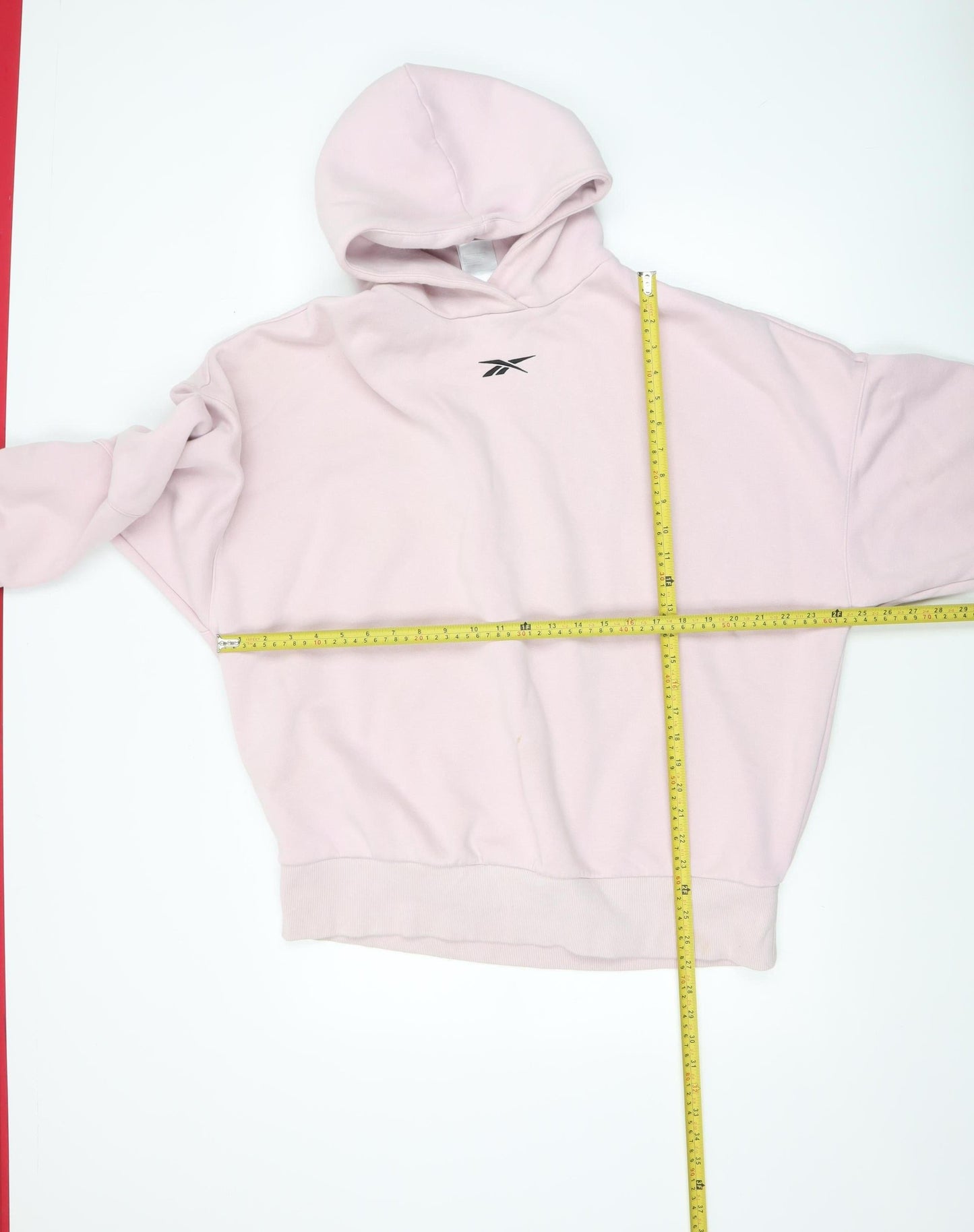 Reebok Womens Pink Pullover Hoodie L Cotton Blend Logo Athletic