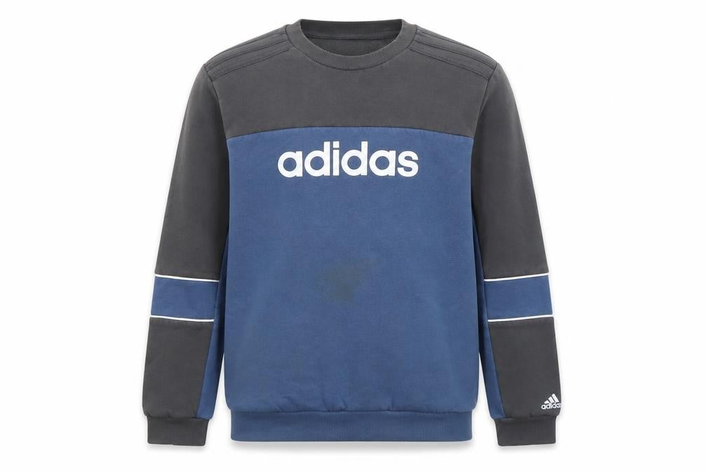 Adidas Boys Blue Colourblock Logo Fleece Sweatshirt 13-14 Years