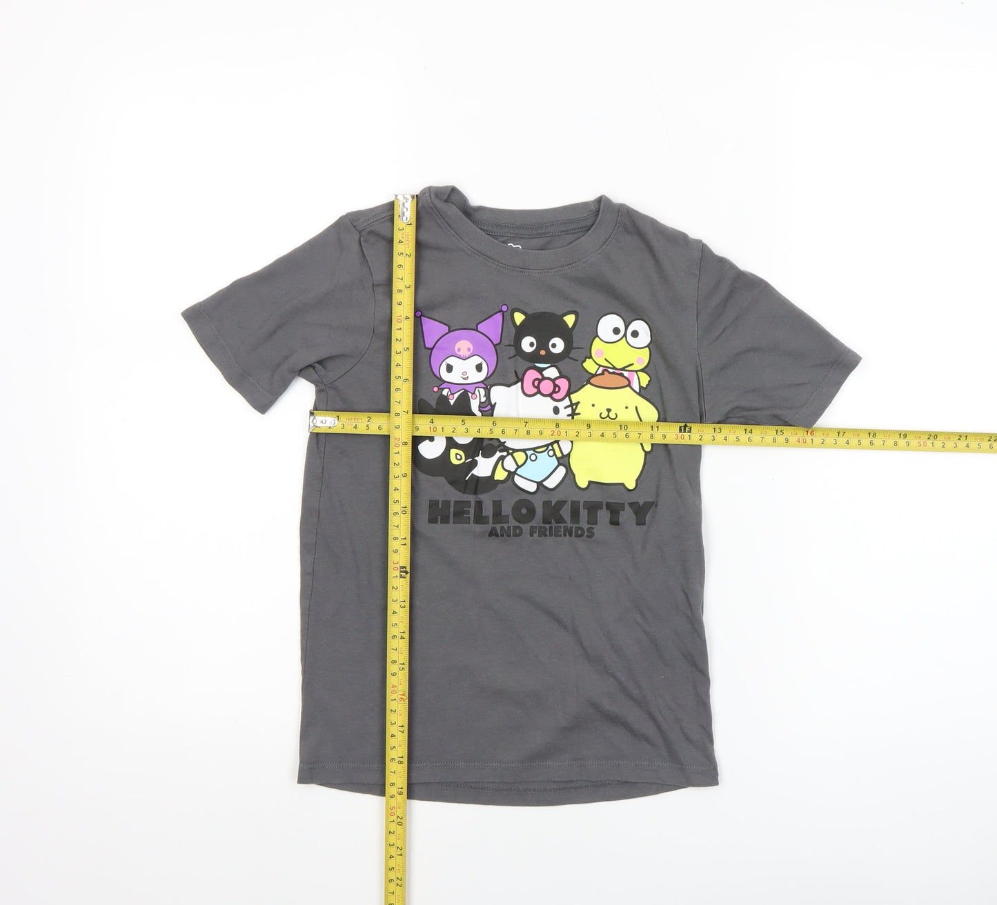 Sanrio Girls Grey Hello Kitty Graphic T-Shirt 6-7 Years Cotton Blend