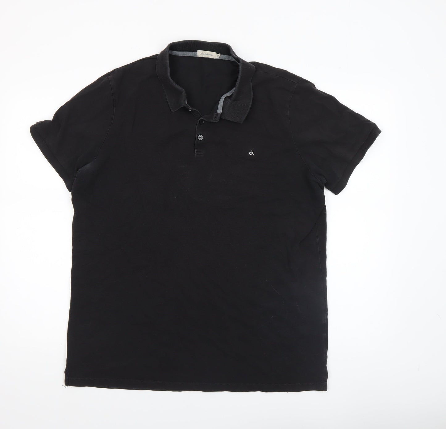 Calvin Klein Men's Black 2XL Polo Shirt Classic Logo Cotton