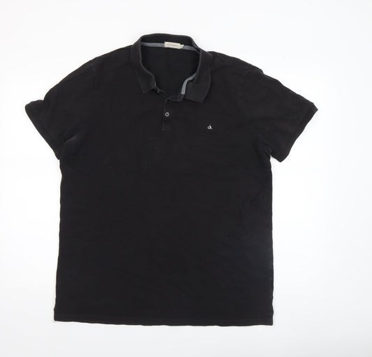 Calvin Klein Men's Black 2XL Polo Shirt Classic Logo Cotton