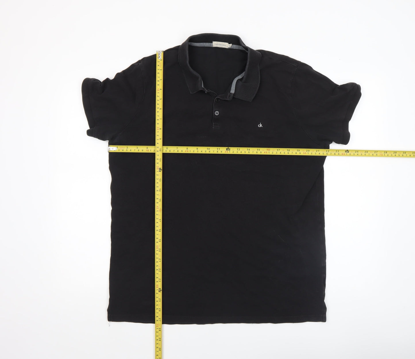 Calvin Klein Men's Black 2XL Polo Shirt Classic Logo Cotton