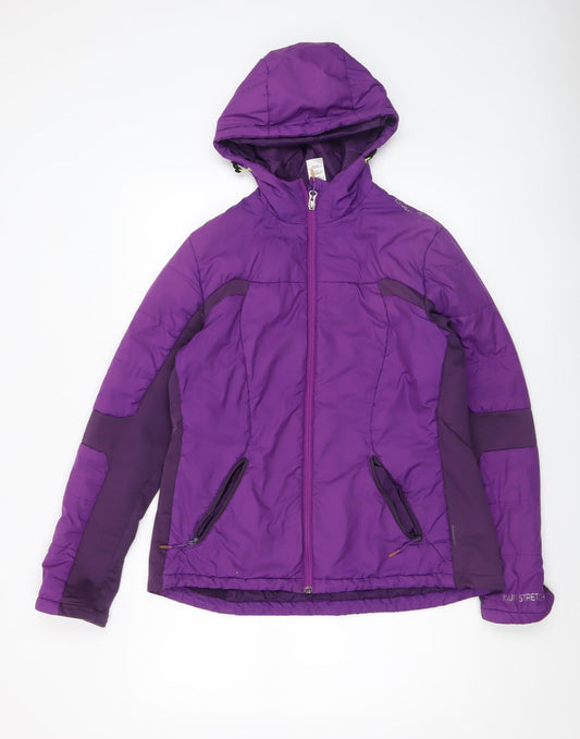 Quechua Womens Purple Hooded Puffer Jacket Size M Winter Outdoor Coat