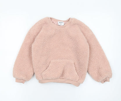 Additional front view of Missguided girls’ pink fleece pullover sweatshirt 6-7 years