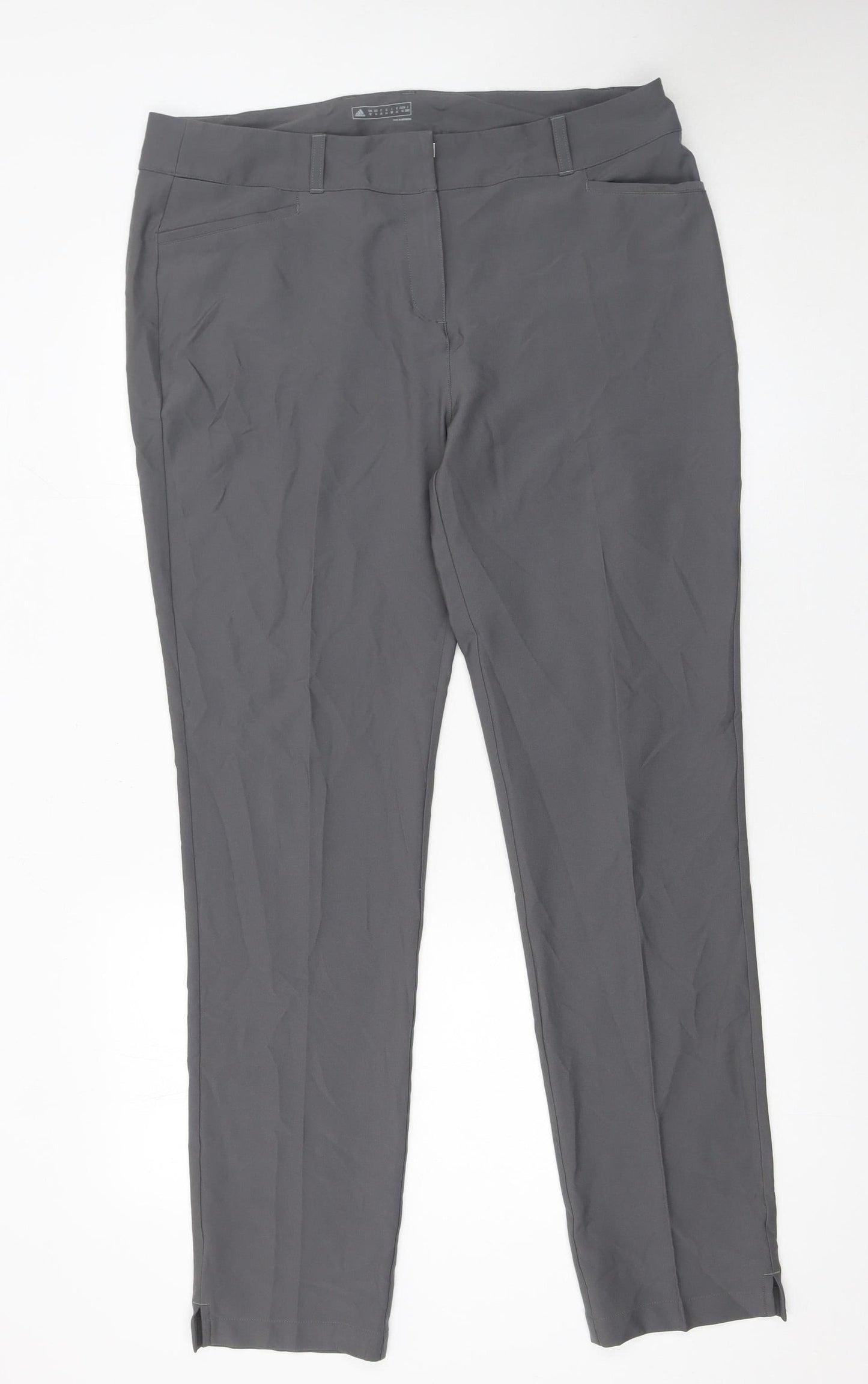 Adidas Womens Grey Size 18 Straight Slim Stretch Trousers
