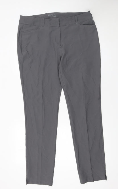 Additional front view of Adidas women’s grey, size UK 18, straight slim stretch trousers