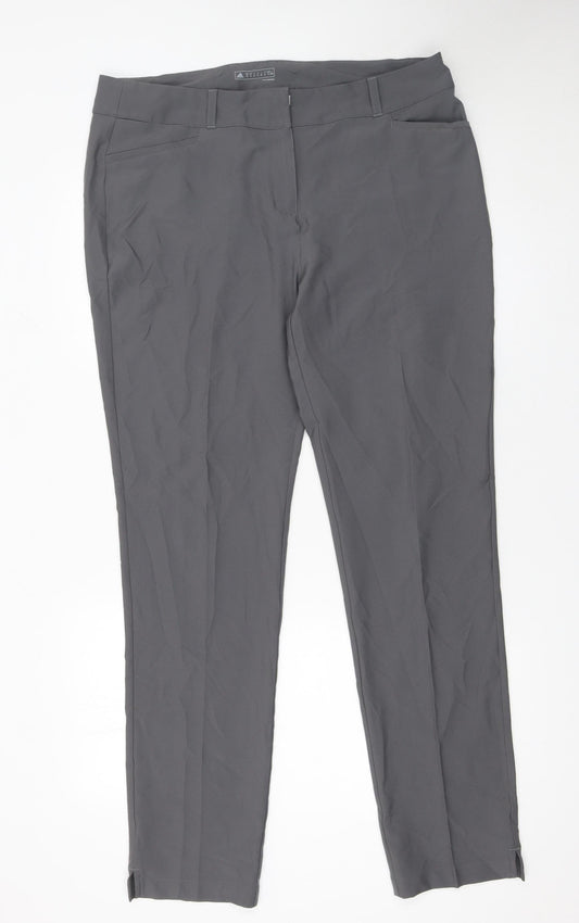 Adidas Womens Grey Size 18 Straight Slim Stretch Trousers