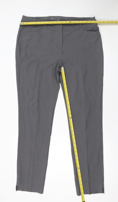 Back view of Adidas women’s grey, size UK 18, straight slim stretch trousers