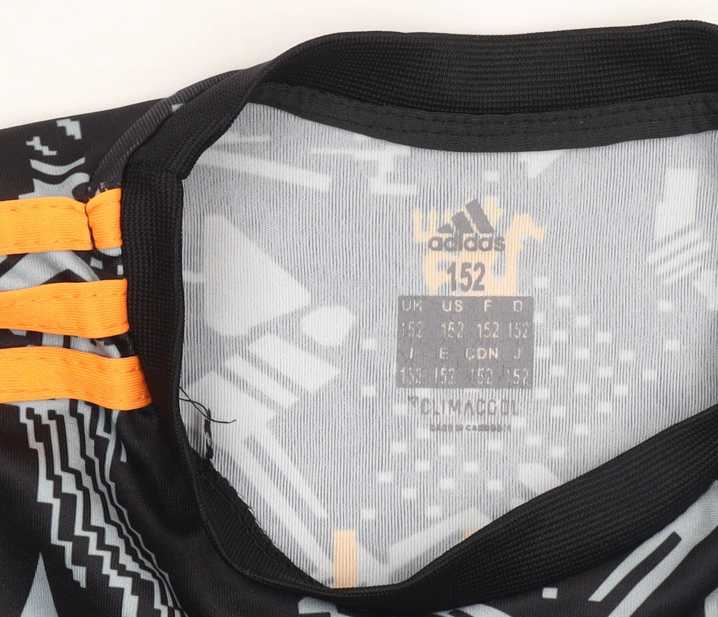 Adidas Boys Black Manchester United Jersey T-Shirt Size 152 Athletic Fit