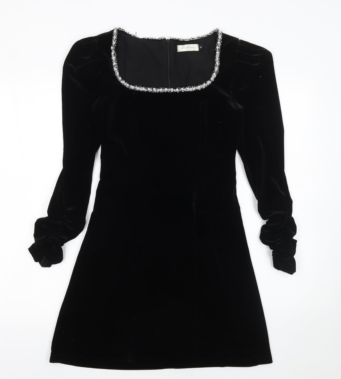 Herzig Room Women’s Black Velvet Short Party Dress Size S
