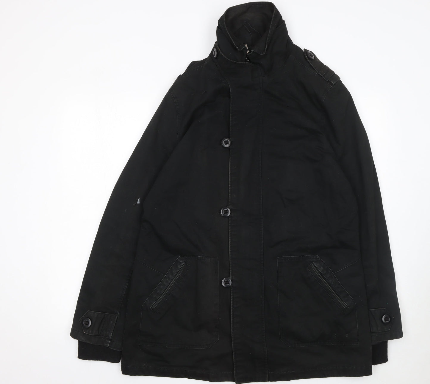 Crafted Men's Black L Military Style Mid-Length Twill Jacket