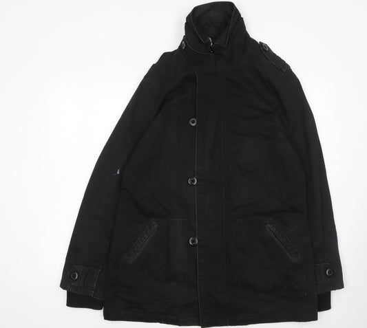Crafted Men's Black L Military Style Mid-Length Twill Jacket