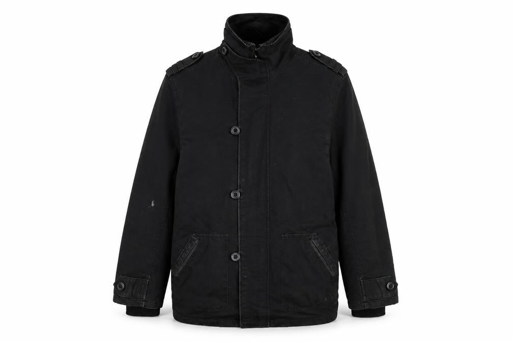 Crafted Men's Black L Military Style Mid-Length Twill Jacket