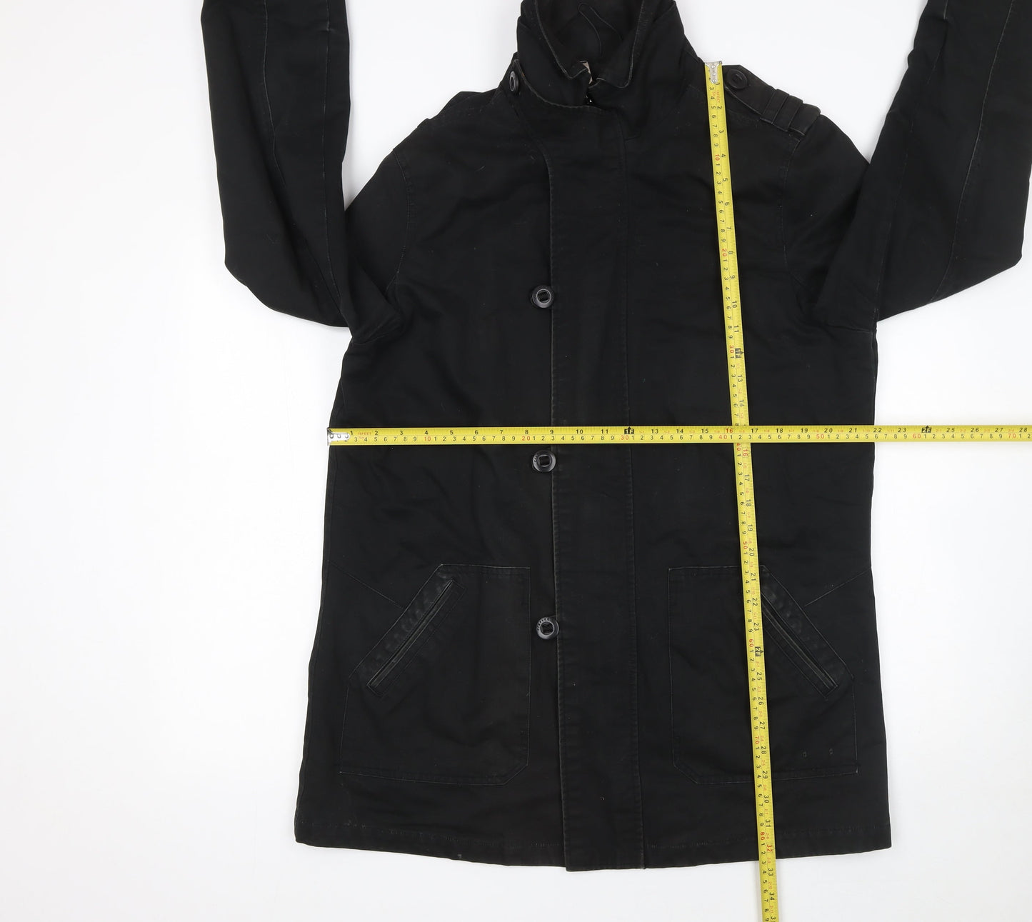 Crafted Men's Black L Military Style Mid-Length Twill Jacket