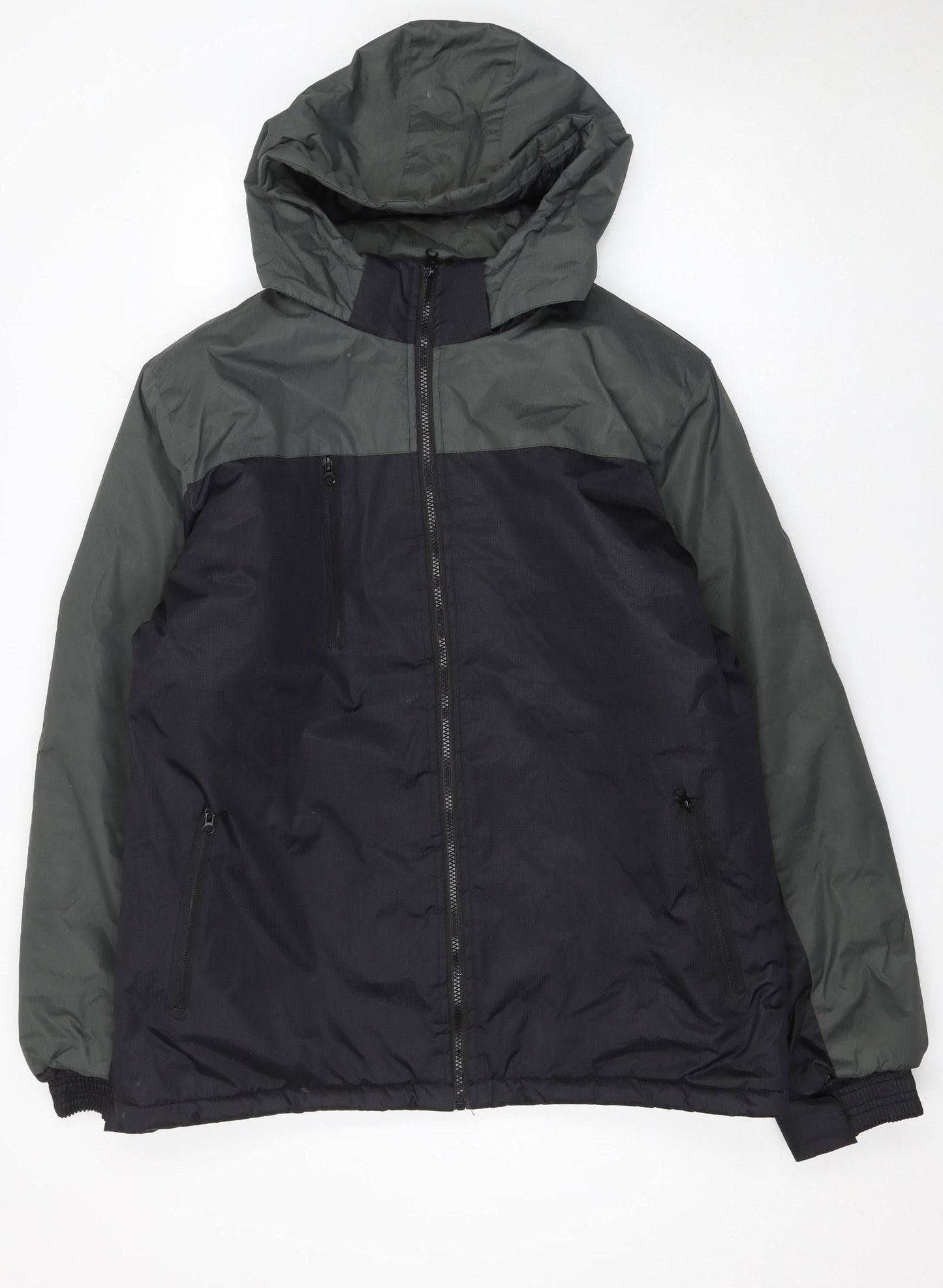Charles Norton Men's Black L Hooded Windbreaker Jacket Lined Water Resistant