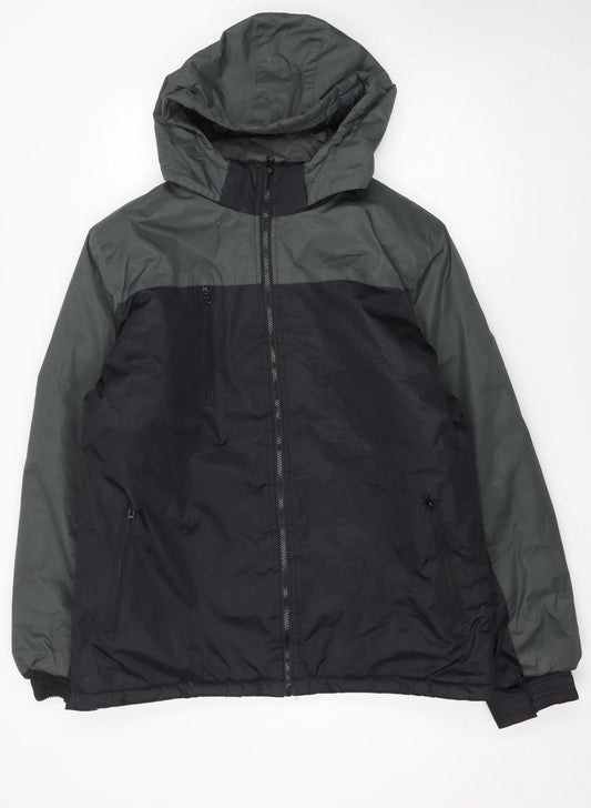 Charles Norton Men's Black L Hooded Windbreaker Jacket Lined Water Resistant