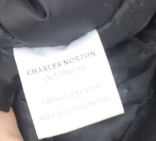 Charles Norton Men's Black L Hooded Windbreaker Jacket Lined Water Resistant