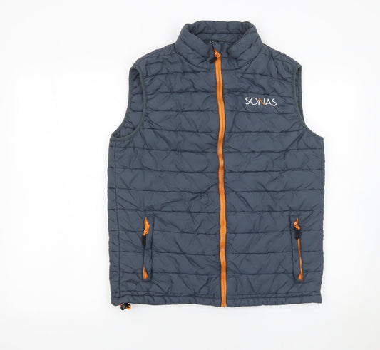 SONAS Men’s Grey Padded Bodywarmer Waistcoat Size S Full Zip Outdoor
