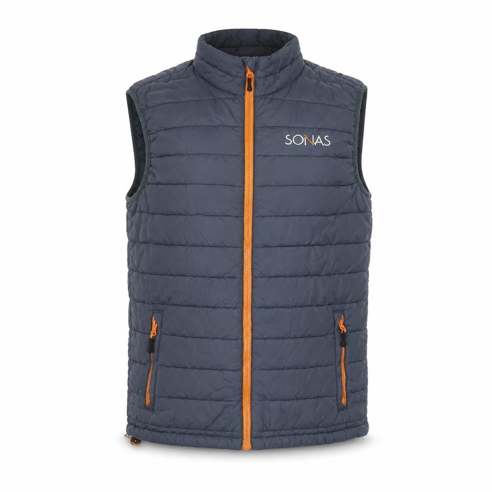 SONAS Men’s Grey Padded Bodywarmer Waistcoat Size S Full Zip Outdoor