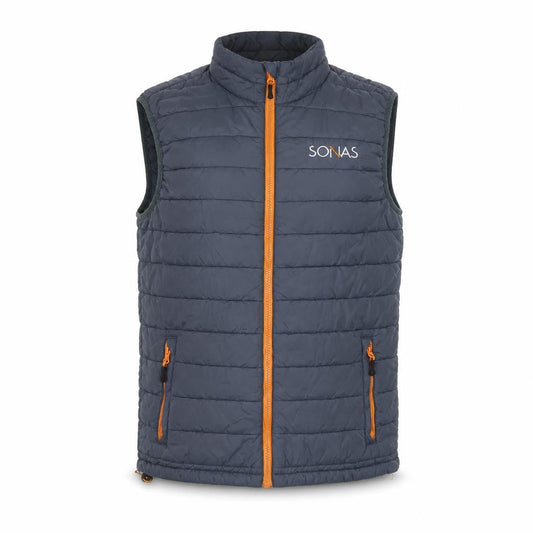 SONAS Men’s Grey Padded Bodywarmer Waistcoat Size S Full Zip Outdoor