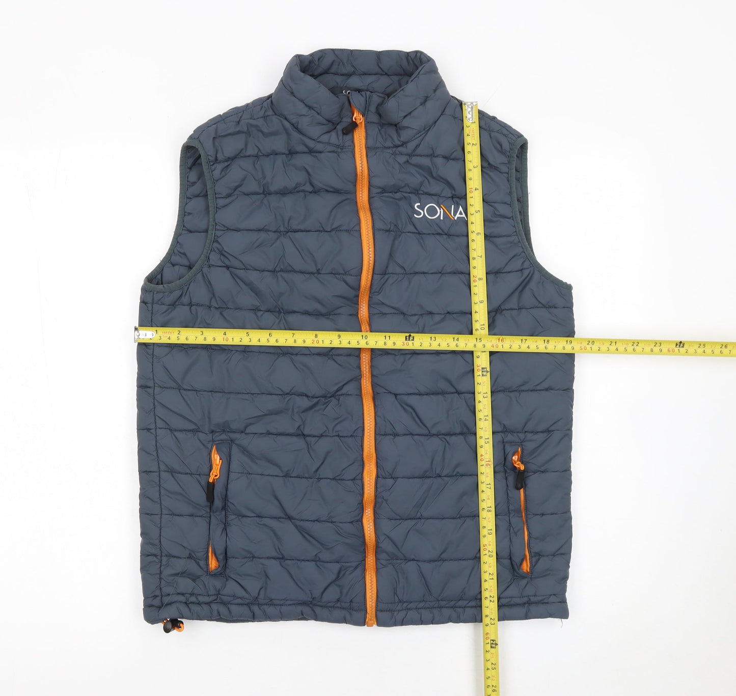 SONAS Men’s Grey Padded Bodywarmer Waistcoat Size S Full Zip Outdoor