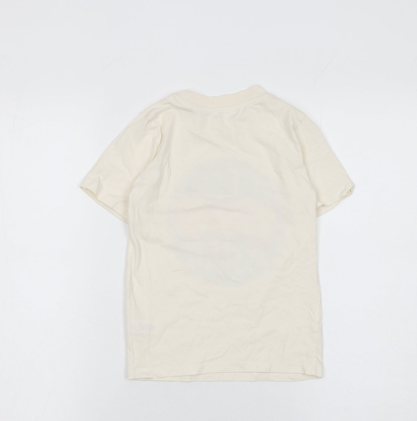 Dunnes Stores Boys Beige Skateboard Graphic Cotton T-Shirt 5-6 Years