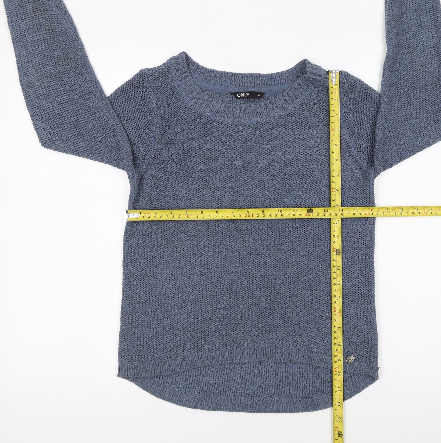 ONLY Womens Blue XS Chunky Knit Pullover Jumper