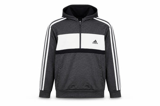 Adidas Boys Grey & White 1/4 Zip Hoodie Sweatshirt 13-14 Years