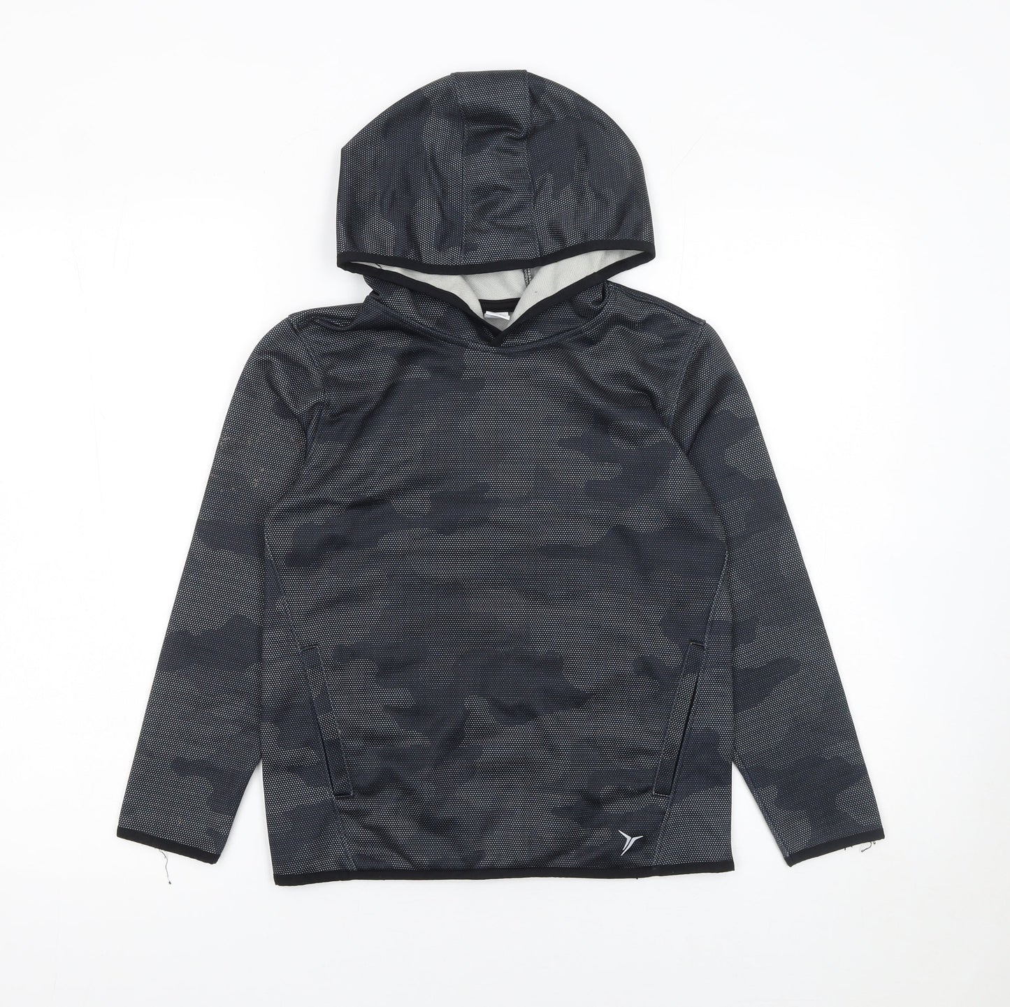 Old Navy Boys Black Camouflage Pullover Active Hoodie Size 8 Years