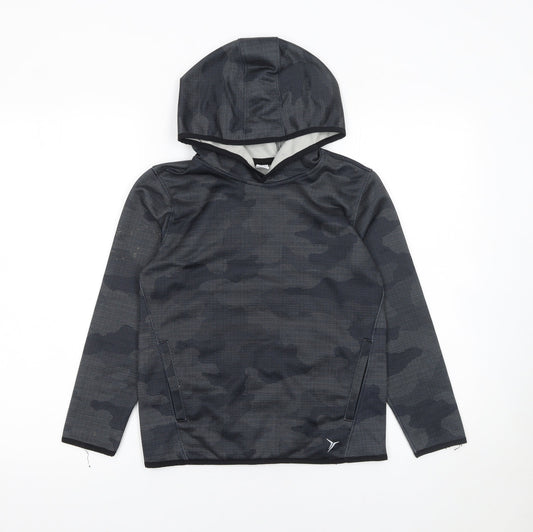 Old Navy Boys Black Camouflage Pullover Active Hoodie Size 8 Years