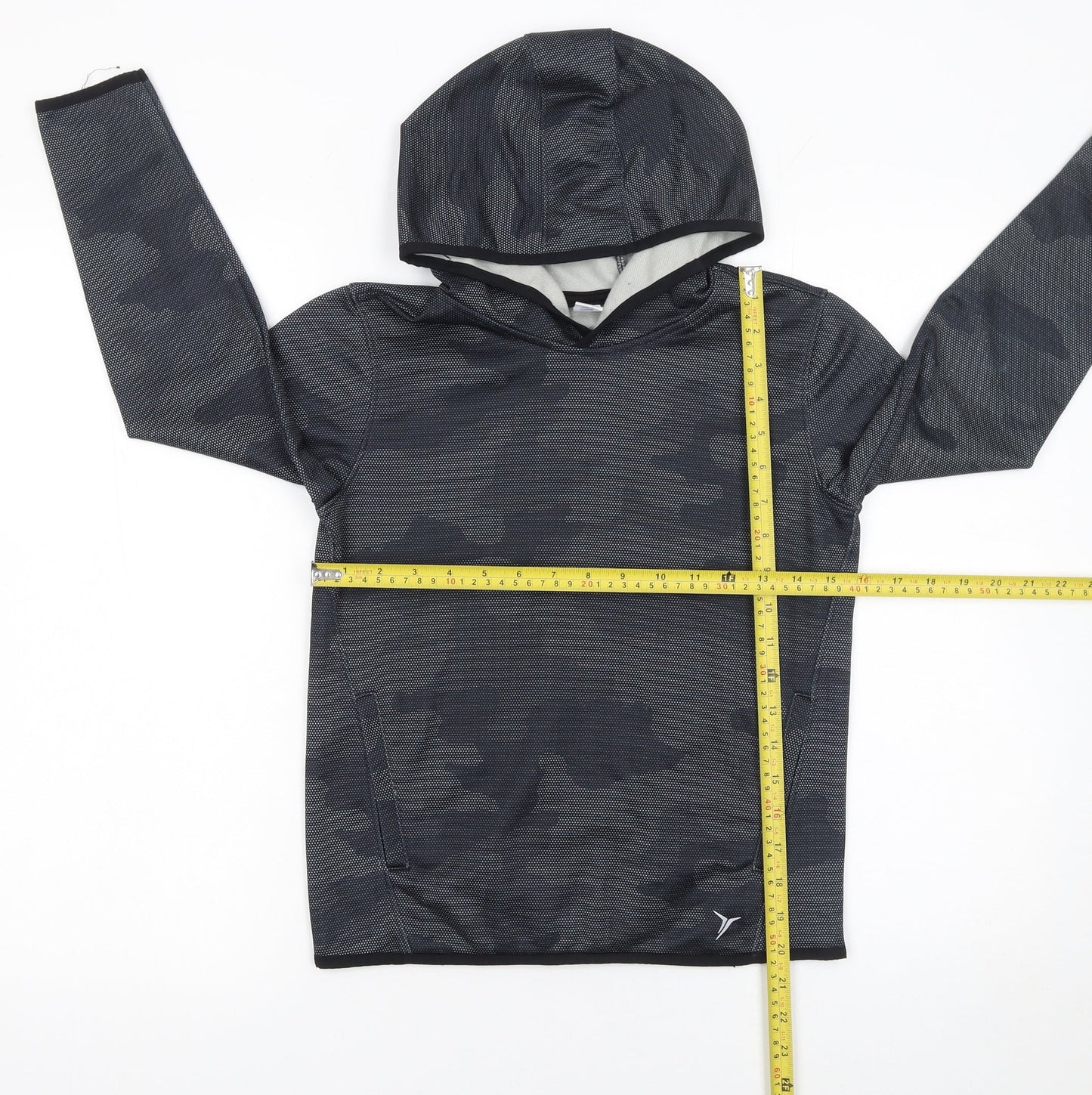 Old Navy Boys Black Camouflage Pullover Active Hoodie Size 8 Years