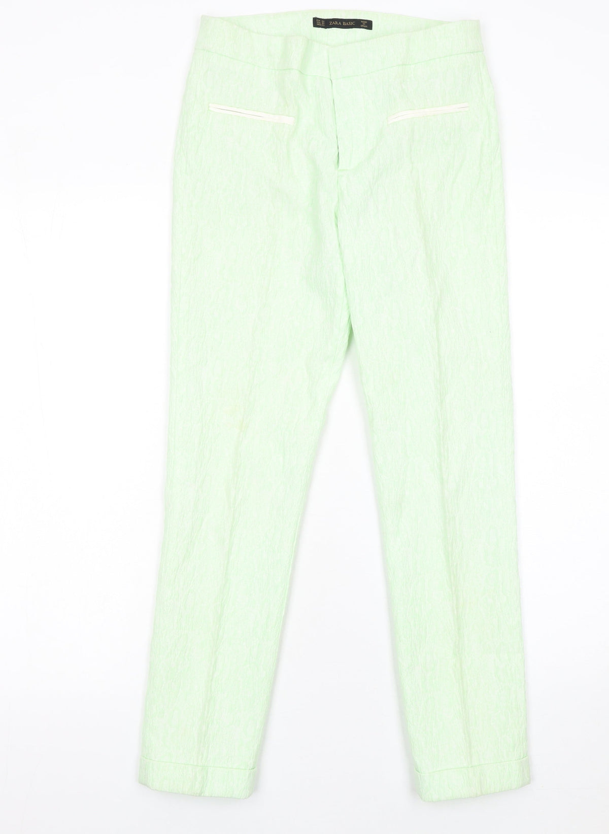 Zara Basic Women Green Slim Fit Trousers XS