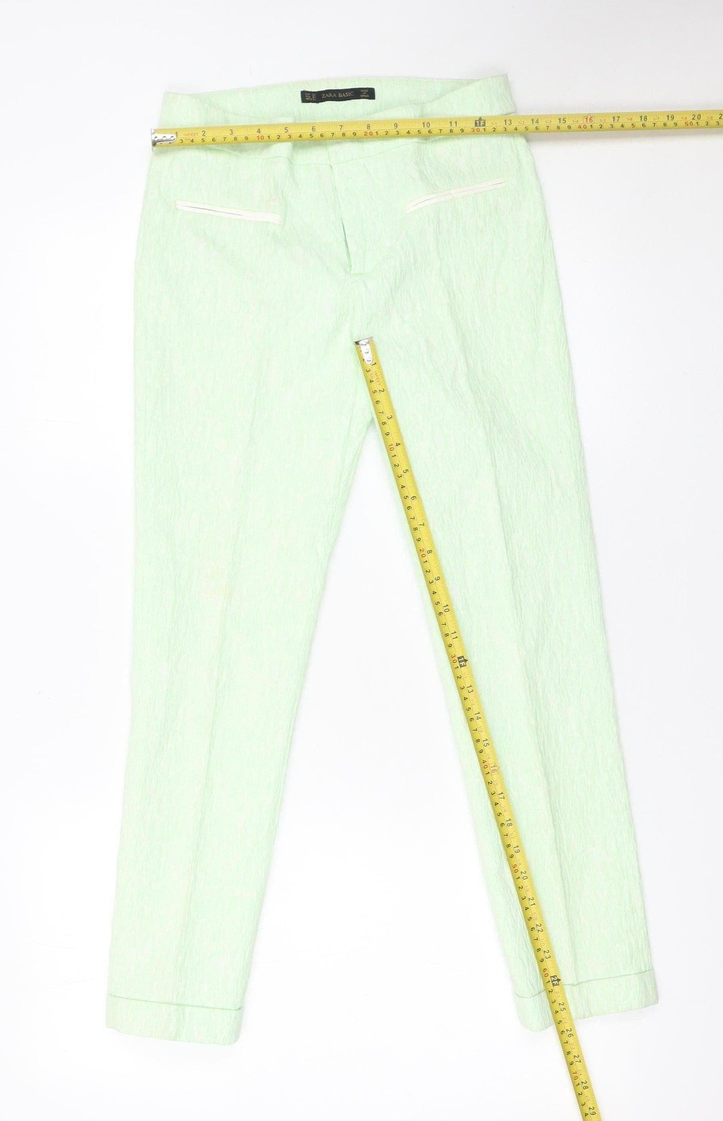 Zara Basic Women Green Slim Fit Trousers XS