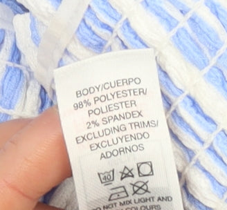 Dunnes Stores Girls Blue Striped Seersucker A-Line Skirt L 26in Waist