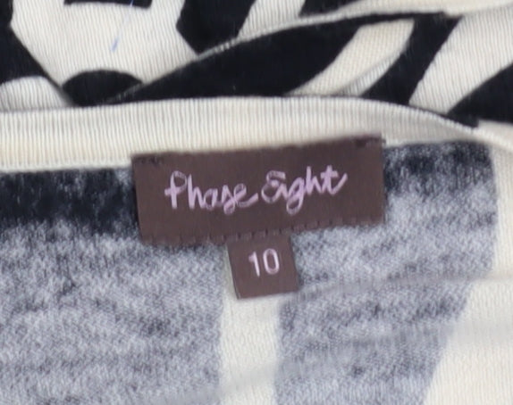 Phase Eight Women Black Cotton Wrap Jumper Size 10 V-Neck 3/4 Sleeve