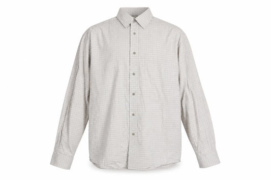 Marks & Spencer Men's Beige Check Long Sleeve Cotton Shirt 15.5in