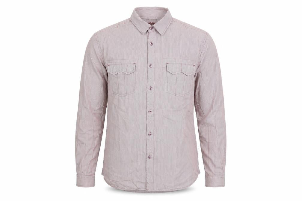 New Look Men's Red Striped Cotton Long Sleeve Button-Up Shirt M
