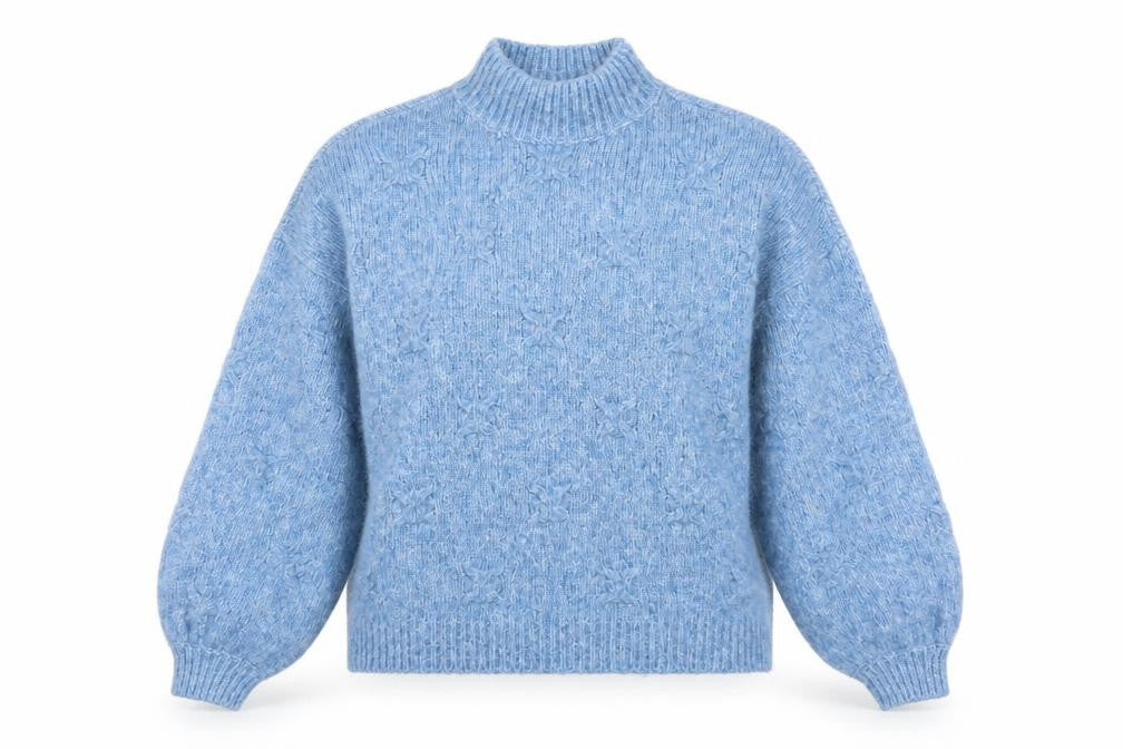 Vero Moda Women's Blue Mock Neck Chunky Knit Jumper M