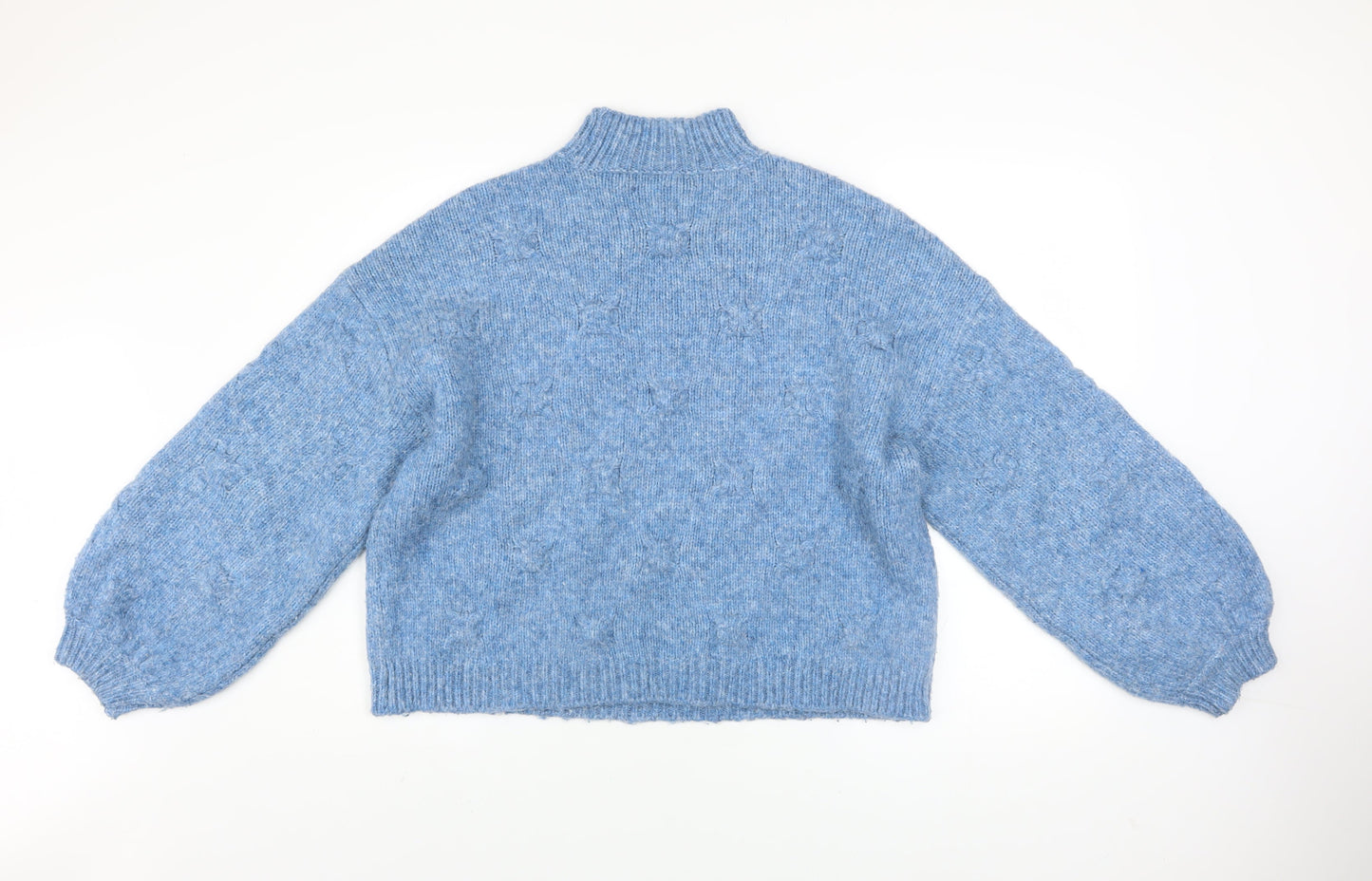 Vero Moda Women's Blue Mock Neck Chunky Knit Jumper M