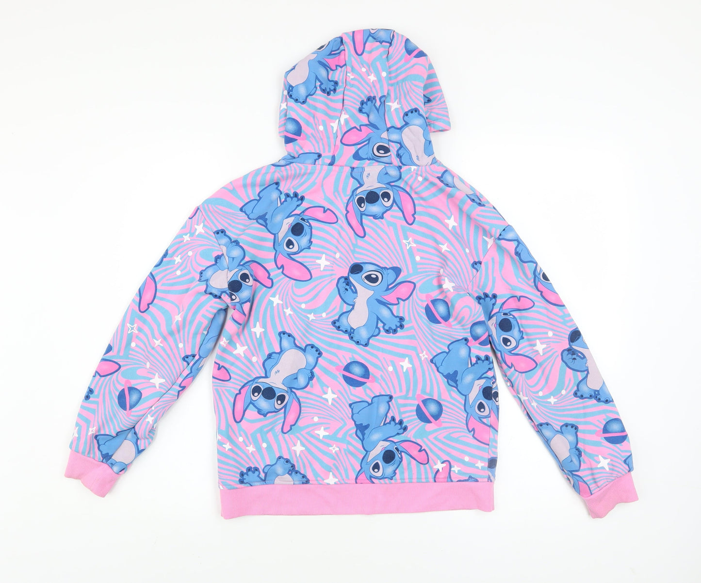 Primark Girls Pink Stitch Hoodie 11-12 Years Fleece Pullover Graphic Sweatshirt