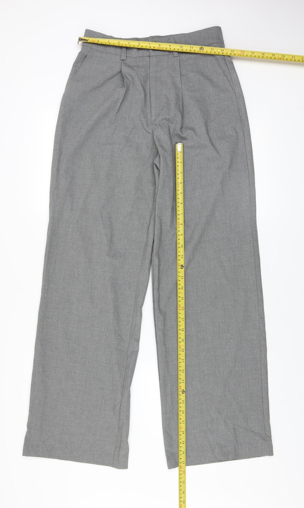 Stradivarius Womens Grey Pleated Straight Trousers Size 8
