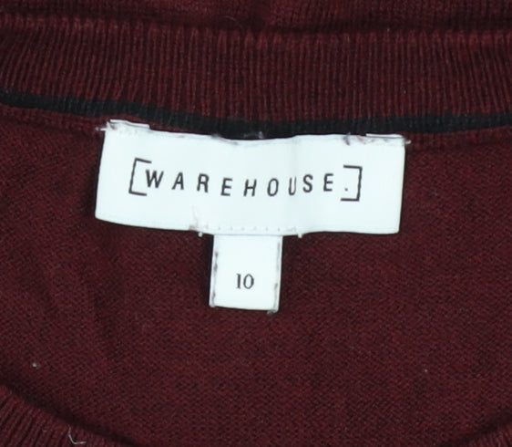 Warehouse Womens Red Size 10 Crew Neck Knit Pullover Jumper