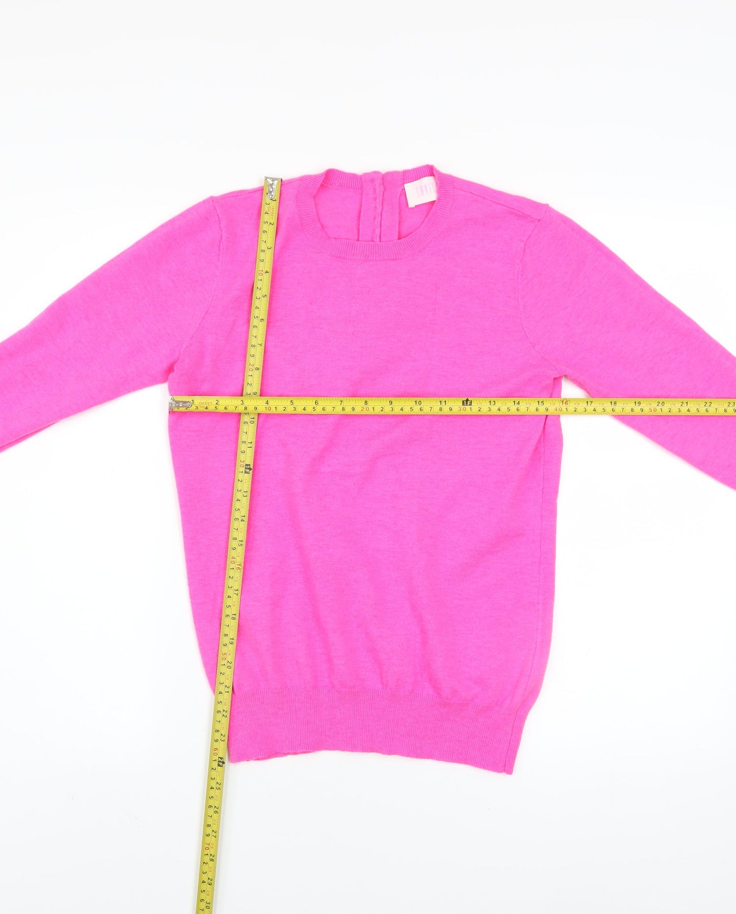 Savida Womens Pink Crew Neck Button Detail Long Sleeve Jumper Size 10